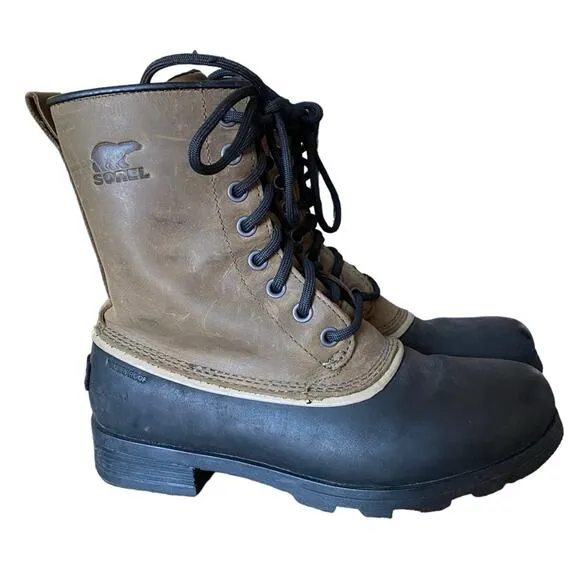 Sorel Emelie 1964 Waterproof Lace Up Boots Brown Tan Black size 6