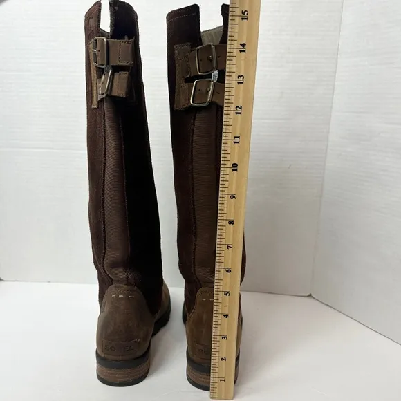 Sorel Emelie Women's Tall Riding Boots Brown Suede Leather Waterproof Size 6.5