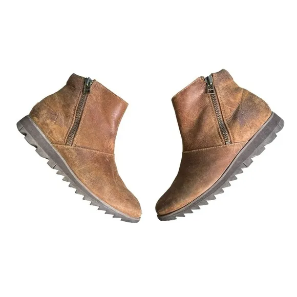 Sorel Harlow Womens Size US 7 Brown Zip Waterproof Leather Boots NL3735-242
