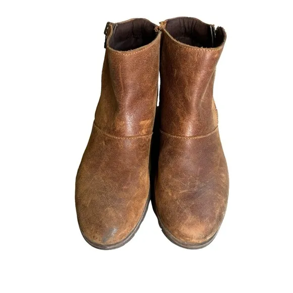 Sorel Harlow Womens Size US 7 Brown Zip Waterproof Leather Boots NL3735-242