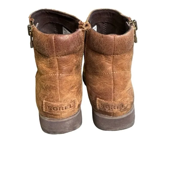 Sorel Harlow Womens Size US 7 Brown Zip Waterproof Leather Boots NL3735-242