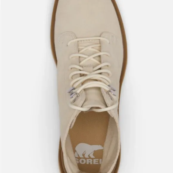 Sorel Hi-Line Heel Cream Lace Up Boots with Chunky Heel