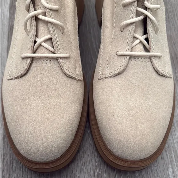 Sorel Hi-Line Heel Cream Lace Up Boots with Chunky Heel