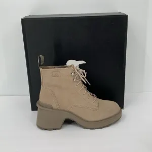 Sorel Hi-line lug boots suede leather waterproof chunky platform Taupe tan 8.5