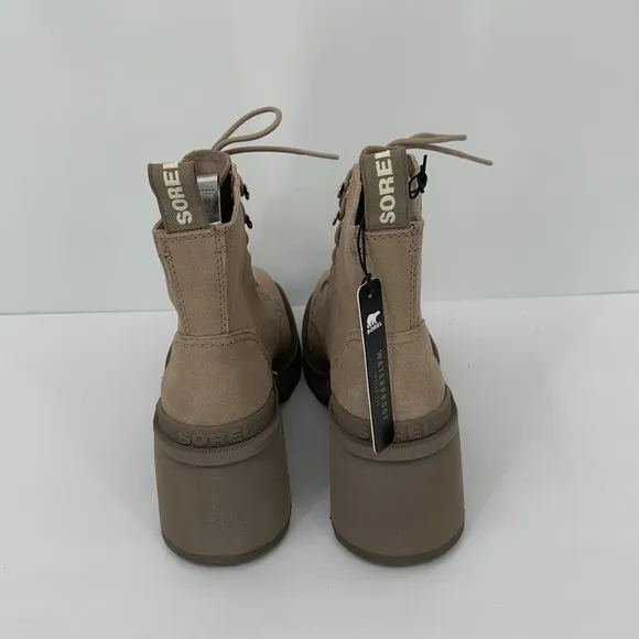 Sorel Hi-line lug boots suede leather waterproof chunky platform Taupe tan 8.5