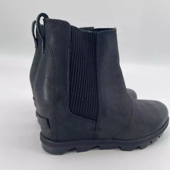 Sorel Joan of Arctic Platform Wedge II Chelsea Boots Bootie, Black Leather SZ 10