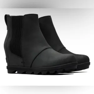 Sorel Joan of Arctic Platform Wedge II Chelsea Boots Bootie, Black Leather SZ 10