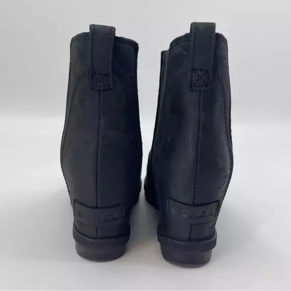 Sorel Joan of Arctic Platform Wedge II Chelsea Boots Bootie, Black Leather SZ 10