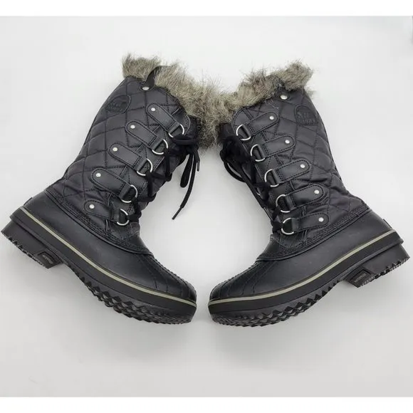 Sorel Joan of Arctic Triple Black Waterproof Women's Boots Size 7