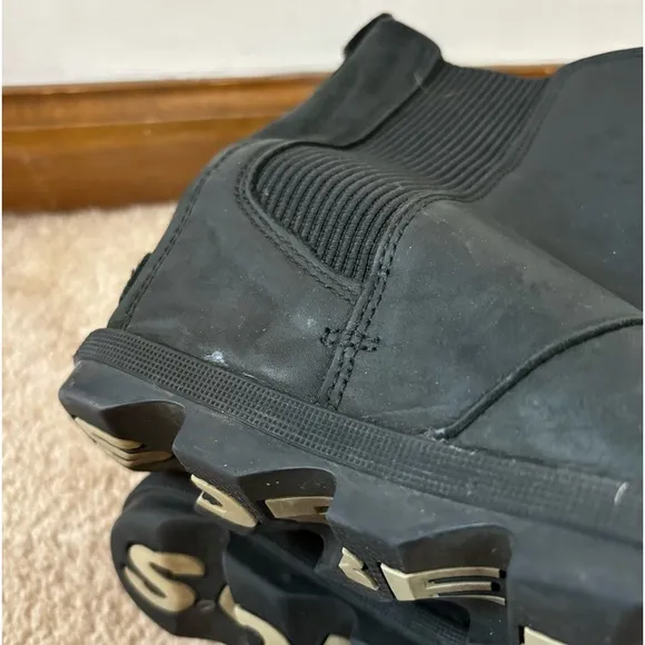 Sorel Joan Of Arctic Wedge Black Leather Ankle Boots
