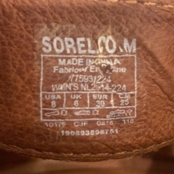 Sorel Joanie Lace Up cognac brown Leather Wedged Sandals sz 8 Boho Comfortable