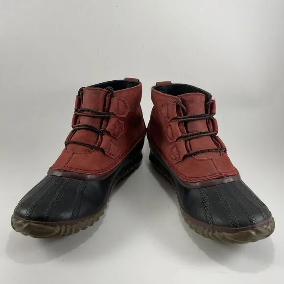 Sorel Out N About Duck Boots Womens Size 7.5 Waterproof Red Leather Booties