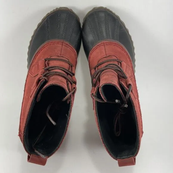 Sorel Out N About Duck Boots Womens Size 7.5 Waterproof Red Leather Booties