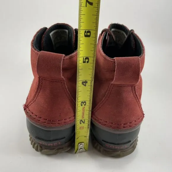 Sorel Out N About Duck Boots Womens Size 7.5 Waterproof Red Leather Booties