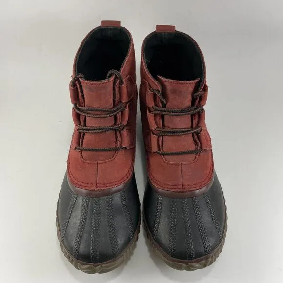 Sorel Out N About Duck Boots Womens Size 7.5 Waterproof Red Leather Booties