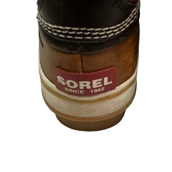 Sorel Tivoli Plaid Winter Boots Womens Size 5 Brown Leather Waterproof