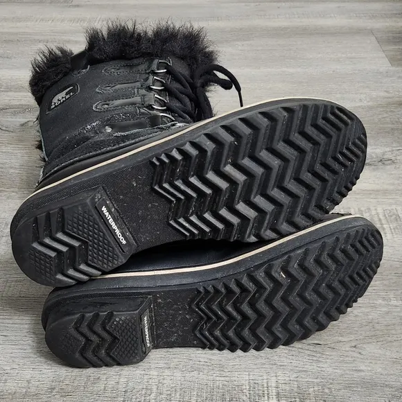 Sorel Tofino Glitter Black Waterproof Lace-Up Fleece Lined Boots