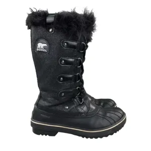 Sorel Tofino Glitter Black Waterproof Lace-Up Fleece Lined Boots