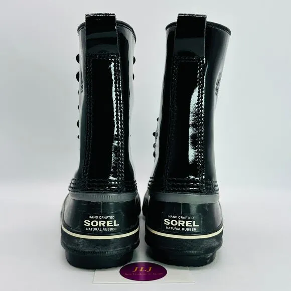 Sorel Women's Dahlia Patent Black Lace Up Winter Snow Boots NL1559-010 Size 7
