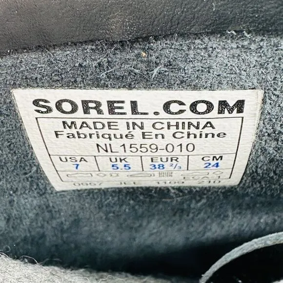 Sorel Women's Dahlia Patent Black Lace Up Winter Snow Boots NL1559-010 Size 7