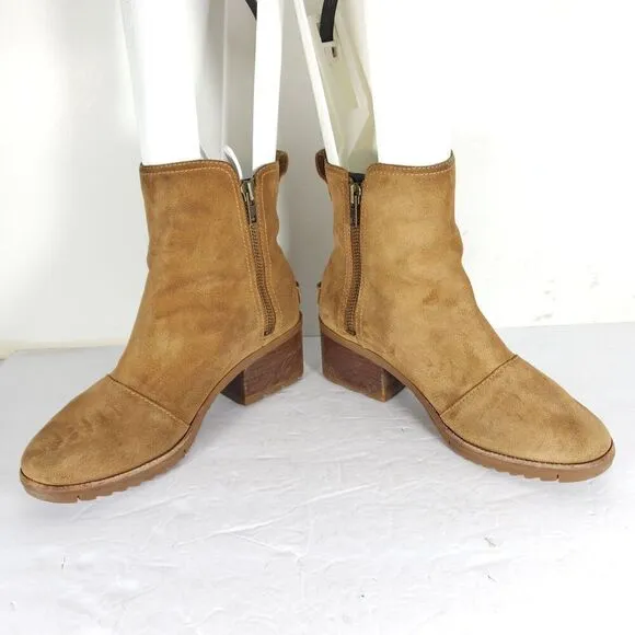 Sorel Women's Kate US 8 Brown Suede Waterproof Side Zip Boots Booties