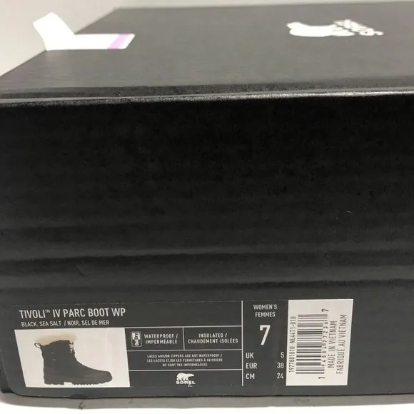 Sorel Women’s Tivoli IV Parc, Black Waterproof Winter Boots, Size 7M