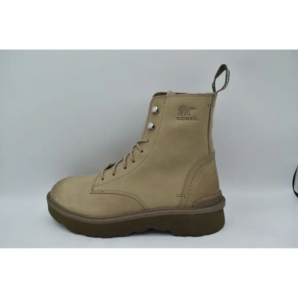 Sorel Womens Size 7 Hi Line Lace Platform Taupe Leather Waterproof Combat Boots