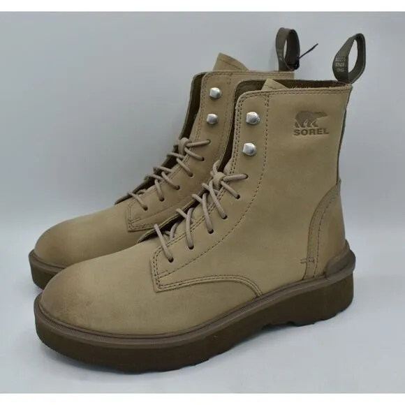 Sorel Womens Size 7 Hi Line Lace Platform Taupe Leather Waterproof Combat Boots