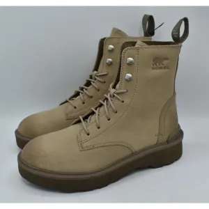 Sorel Womens Size 7 Hi Line Lace Platform Taupe Leather Waterproof Combat Boots