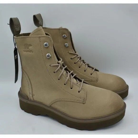 Sorel Womens Size 7 Hi Line Lace Platform Taupe Leather Waterproof Combat Boots
