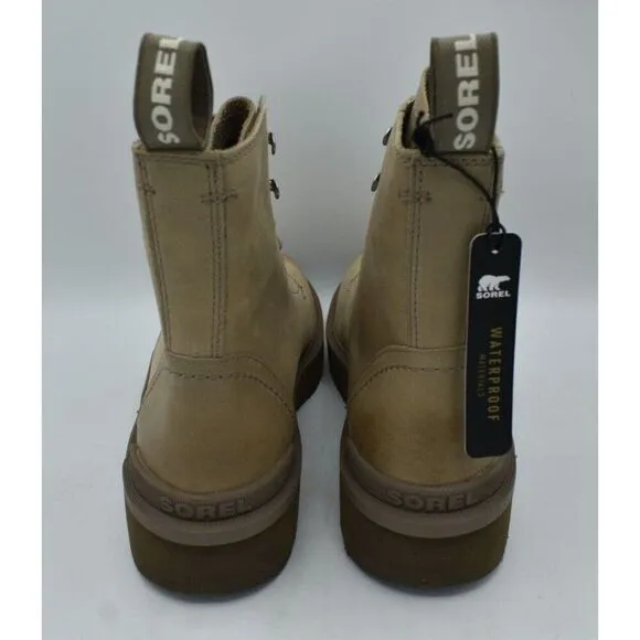 Sorel Womens Size 7 Hi Line Lace Platform Taupe Leather Waterproof Combat Boots