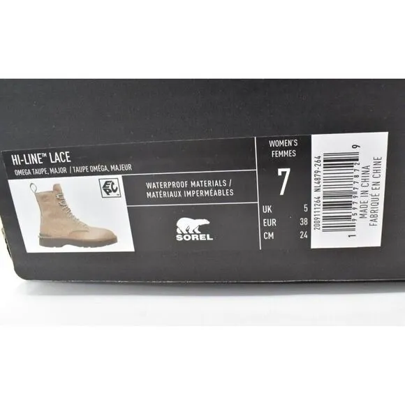 Sorel Womens Size 7 Hi Line Lace Platform Taupe Leather Waterproof Combat Boots