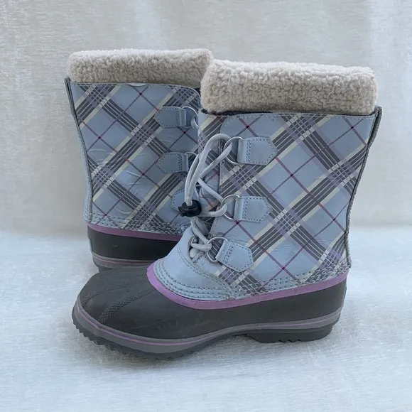 Sorel Yoot Pac Plaid Baby Blue Snow Winter Boots