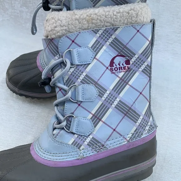 Sorel Yoot Pac Plaid Baby Blue Snow Winter Boots