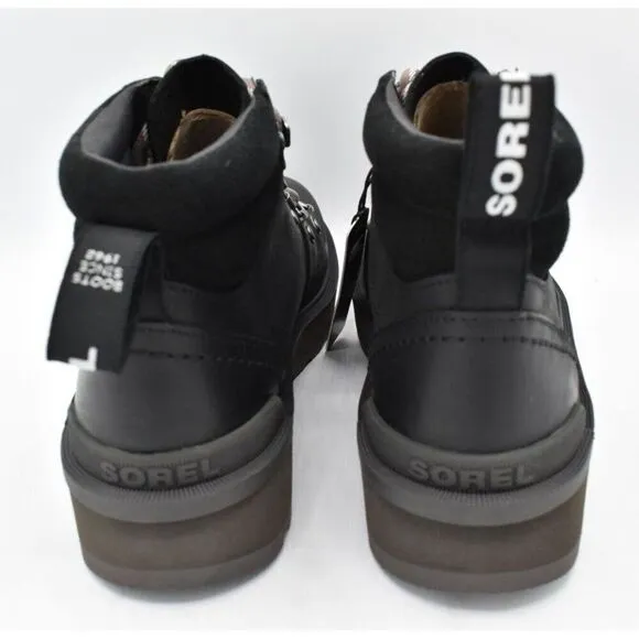 Sorel Womens Size 10.5 Hi Line Hiker Jet Black Waterproof Leather Lace Up Boots