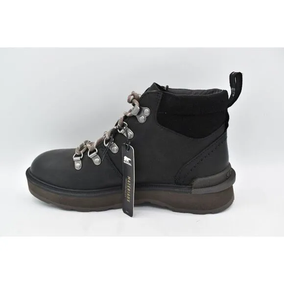 Sorel Womens Size 10.5 Hi Line Hiker Jet Black Waterproof Leather Lace Up Boots