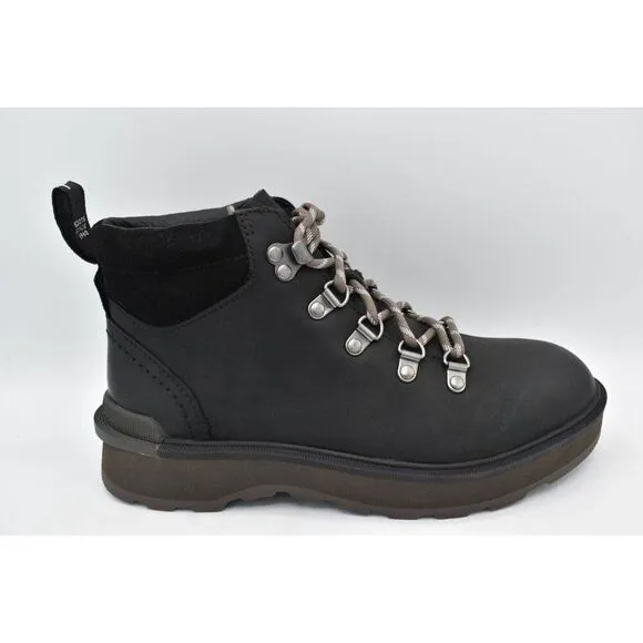 Sorel Womens Size 10.5 Hi Line Hiker Jet Black Waterproof Leather Lace Up Boots