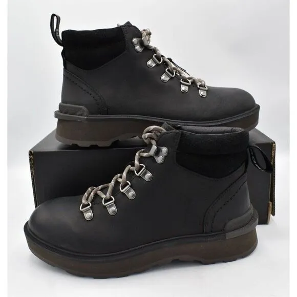 Sorel Womens Size 10.5 Hi Line Hiker Jet Black Waterproof Leather Lace Up Boots