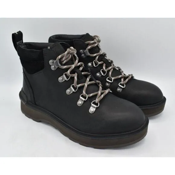 Sorel Womens Size 10.5 Hi Line Hiker Jet Black Waterproof Leather Lace Up Boots