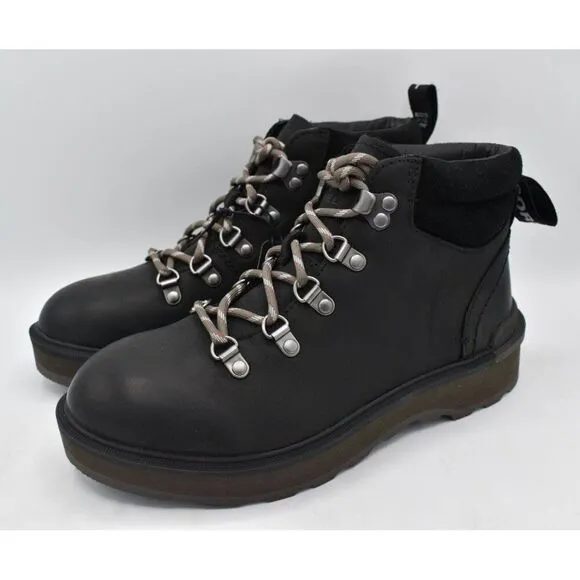 Sorel Womens Size 10.5 Hi Line Hiker Jet Black Waterproof Leather Lace Up Boots