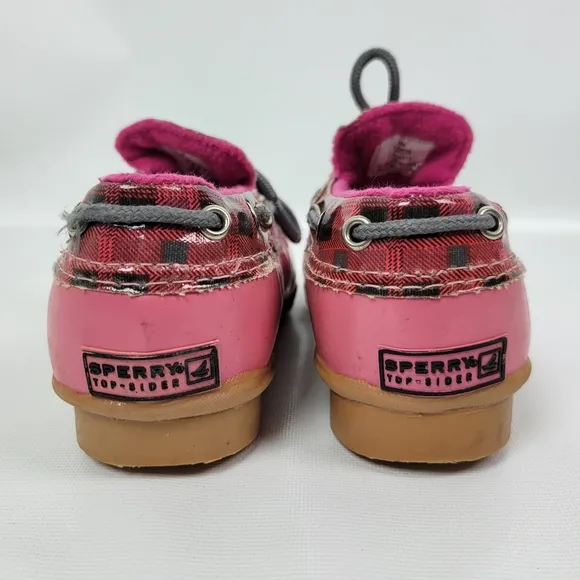 Sperry Duckie Plaid Rubber Duck Saltwater Boots Girls Sz 3
