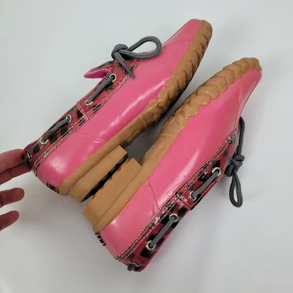 Sperry Duckie Plaid Rubber Duck Saltwater Boots Girls Sz 3