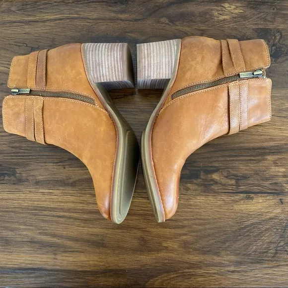 Sperry Top-Sider Brown Chelton Cognac Leather Chunky Block Heel Ankle Boots