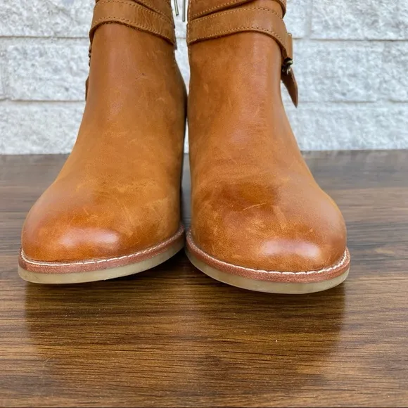 Sperry Top-Sider Brown Chelton Cognac Leather Chunky Block Heel Ankle Boots