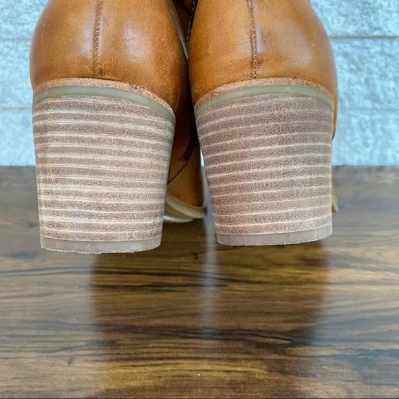 Sperry Top-Sider Brown Chelton Cognac Leather Chunky Block Heel Ankle Boots