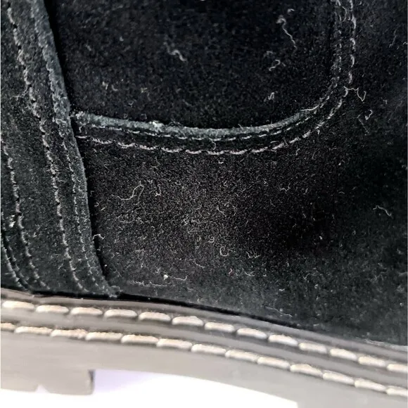Splendid Black Suede Boots Alexxi Lug Boot Leather Ankle Booties Chunky Size 9