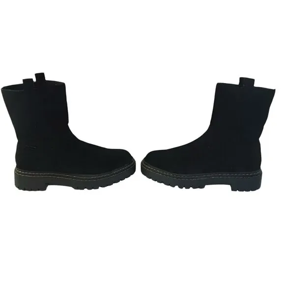 Splendid Black Suede Boots Alexxi Lug Boot Leather Ankle Booties Chunky Size 9