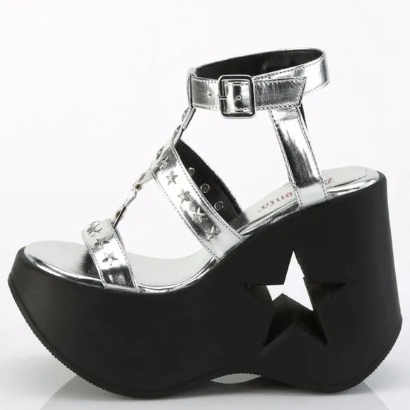 Star Wedge Platform Gothic Egirl Sandals