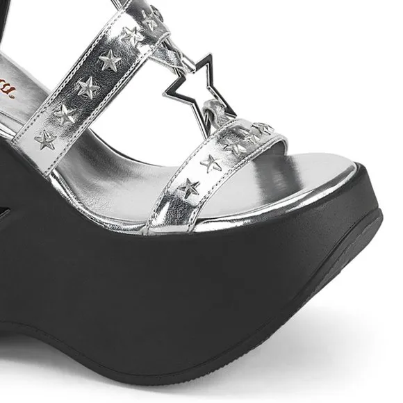 Star Wedge Platform Gothic Egirl Sandals