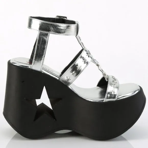 Star Wedge Platform Gothic Egirl Sandals